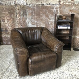 Fauteuil De Sese DS47 vintage cuir de buffle brun foncé