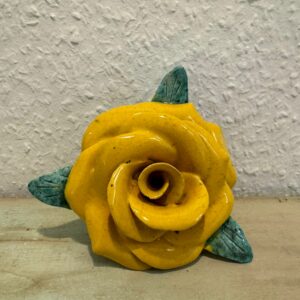 Rose en céramique jaune - Objet de décoration