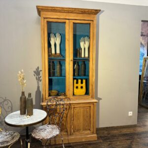 Ancienne vitrine 2 corps en bois brut